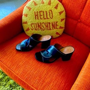 Chloe shoes.  Black with white stitching.  Block heel.